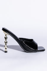 AZALEA WANG HEARTS RACING STILETTO SANDAL IN BLACK