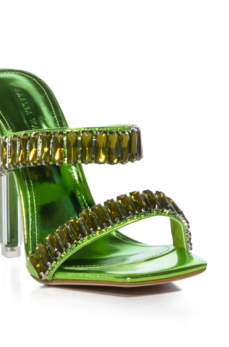AZALEA WANG HURLEY EMBELLISHED STILETTO SANDAL IN GREEN