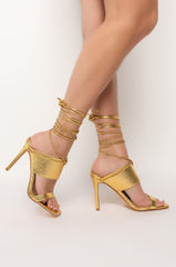AZALEA WANG HERE FOR THE LONG RUN STILETTO SANDAL IN GOLD