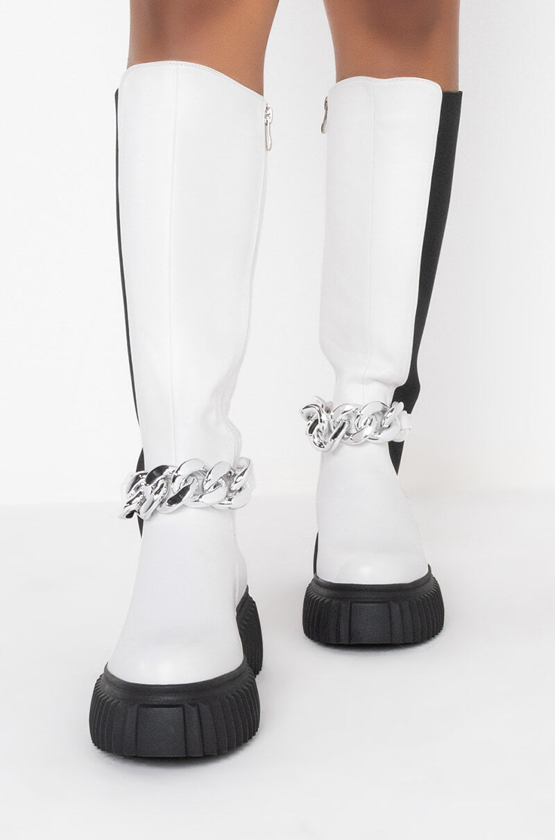 AZALEA WANG I DON'T WANNA BE LIKE YOU FLATFORM BOOT IN WHITE