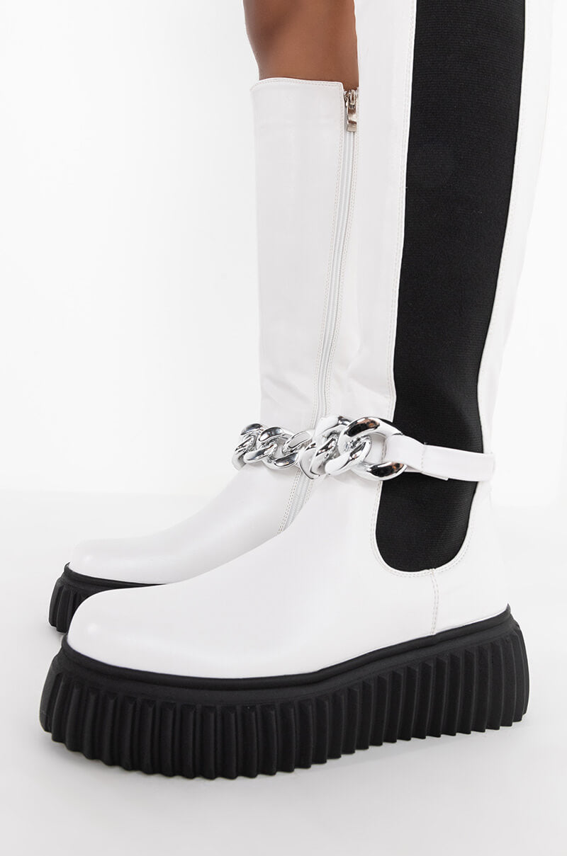 AZALEA WANG I DON'T WANNA BE LIKE YOU FLATFORM BOOT IN WHITE