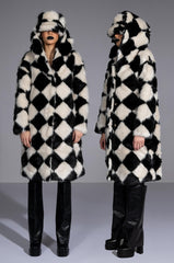 IF YOU SMILE LONG FAUX FUR COAT
