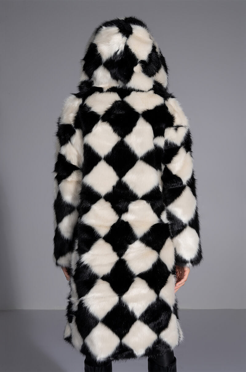 IF YOU SMILE LONG FAUX FUR COAT