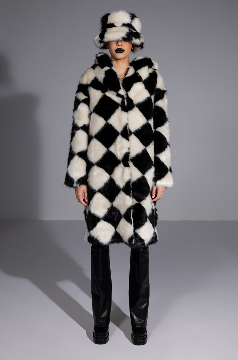 IF YOU SMILE LONG FAUX FUR COAT