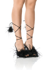 AZALEA WANG PENN FEATHER SANDAL IN BLACK