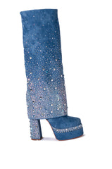 AZALEA WANG INVISIBLE DENIM BOOT WITH DIAMONDS
