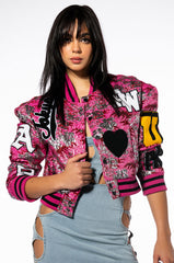 JACQUARD VARSITY BOMBER