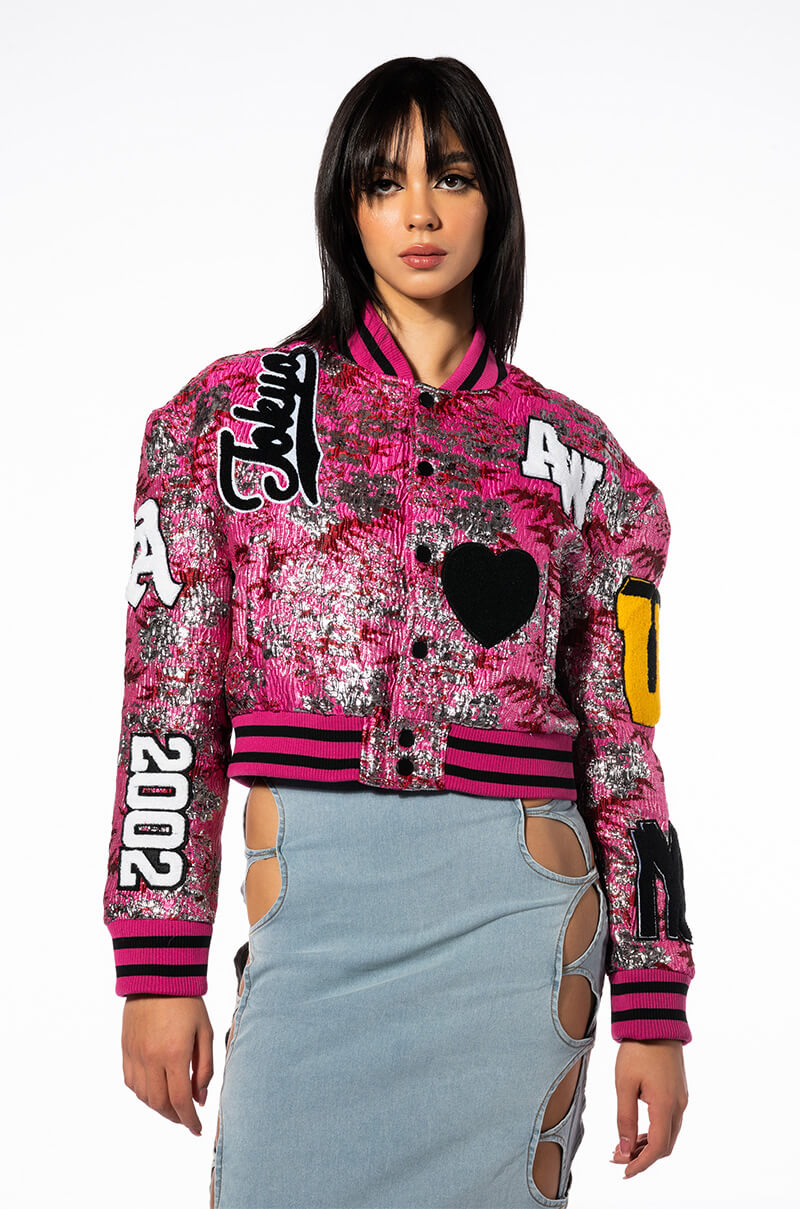 JACQUARD VARSITY BOMBER