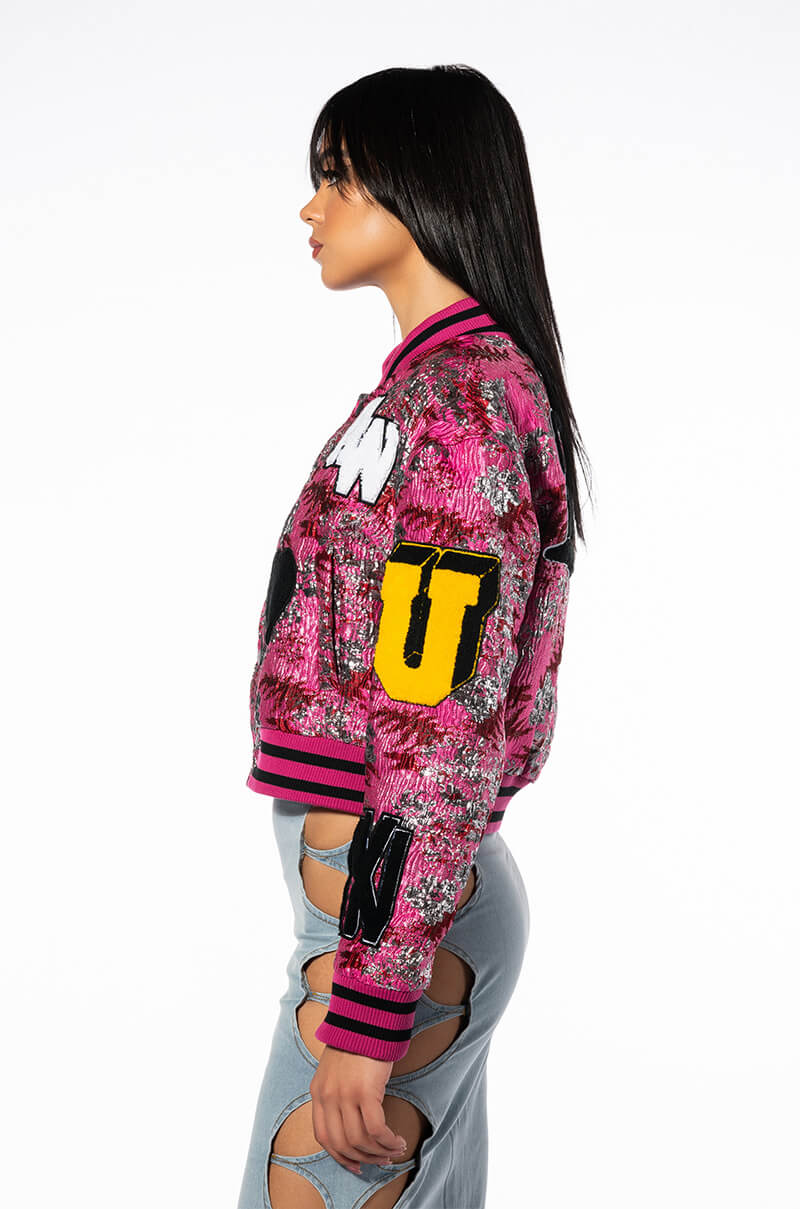 JACQUARD VARSITY BOMBER