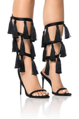 AZALEA WANG JAXON BLACK FRINGE SANDAL