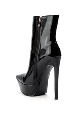 AZALEA WANG JEALOUSY PLATFORM STILETTO BOOTIE IN BLACK PATENT