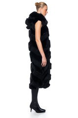 JEMI MIX MATERIAL FAUX FUR VEST