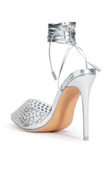AZALEA WANG JUICY STILETTO PUMP WITH BLING IN SILVER