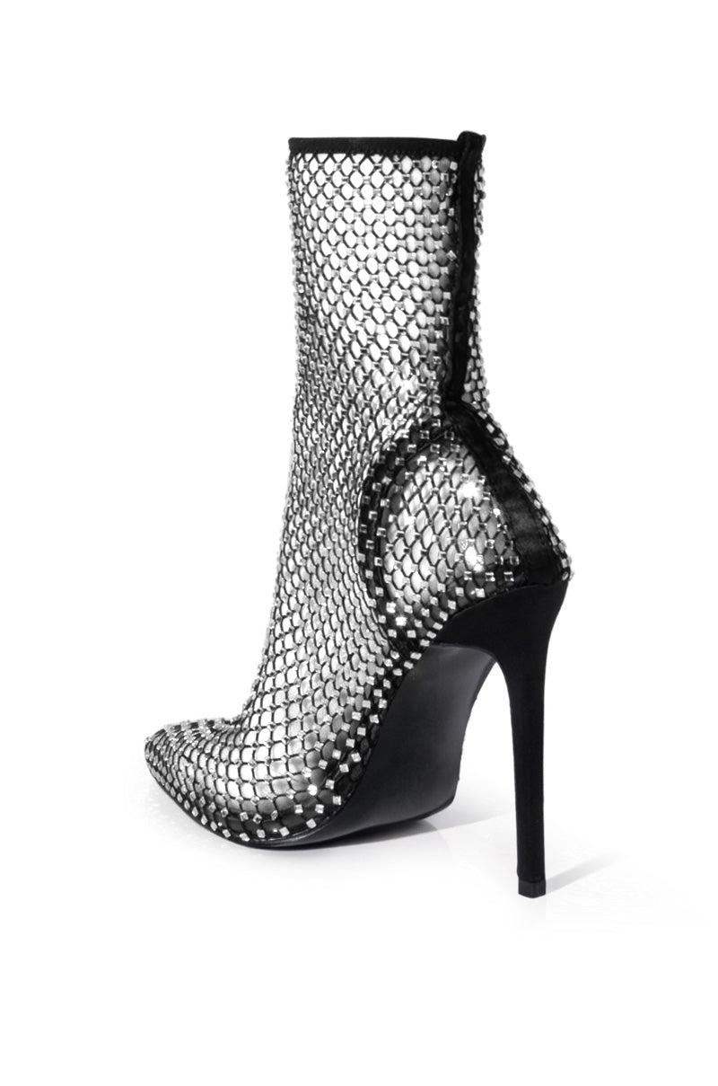 AZALEA WANG KATE BLING MESH BOOTIE IN BLACK