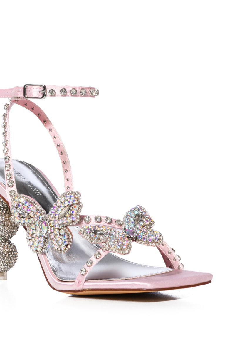 AZALEA WANG KIMORA PINK BUTTERFLY RHINESTONE SANDAL