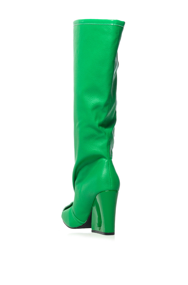 AZALEA WANG SENNA GREEN CHUNKY HEEL INDUSTRIAL LOOK BOOT