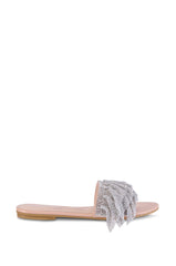 AZALEA WANG LENNAN SILVER EMBELLISHED FLAT SANDAL
