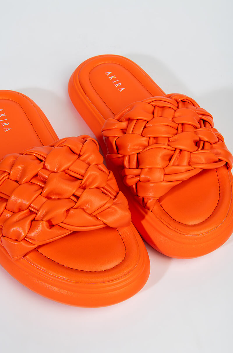 AZALEA WANG LETS LOSE IT ALL FLAT SANDAL IN ORANGE