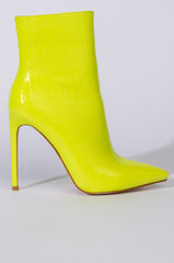 AZALEA WANG LIFE OF THE PARTY STILETTO BOOTIE IN NEON LIME