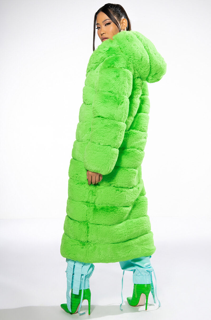AZALEA WANG LIME CRIME FAUX FUR TRENCH