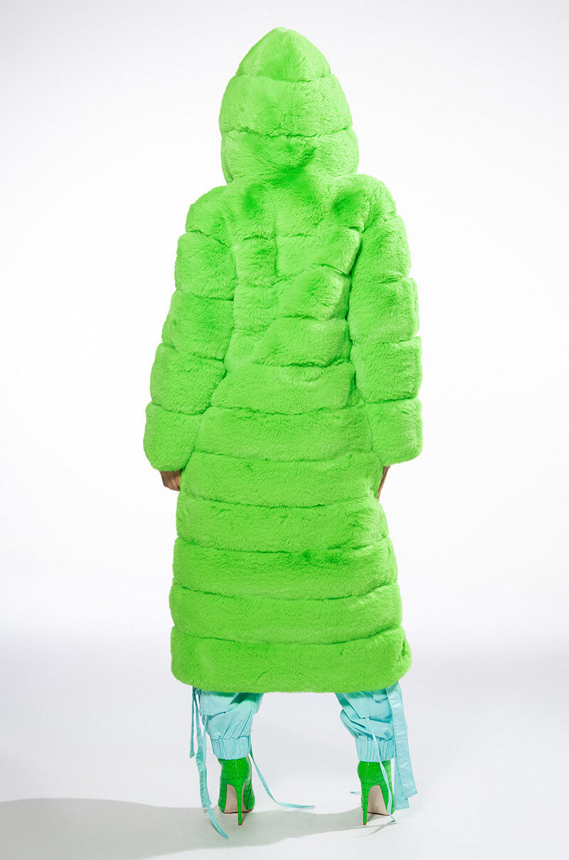 AZALEA WANG LIME CRIME FAUX FUR TRENCH