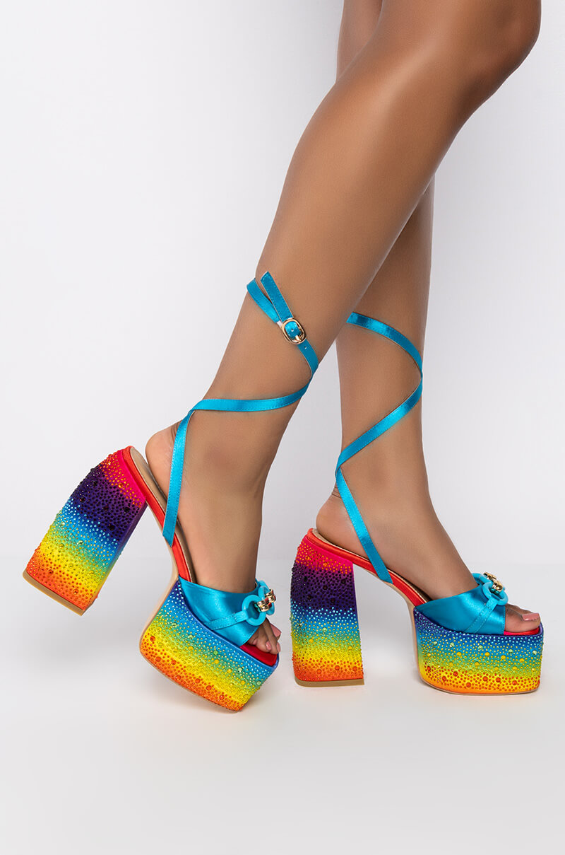 AZALEA WANG LOUD AND PROUD CHUNKY SANDAL IN RAINBOW