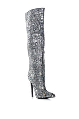 AZALEA WANG LOVERS LANE SILVER EMBELLISHED BOOT