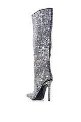AZALEA WANG LOVERS LANE SILVER EMBELLISHED BOOT