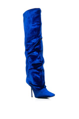 AZALEA WANG LYCHEE BLUE VELVET SLOUCH BOOT