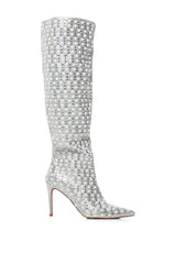AZALEA WANG LYNLEE SILVER PEARL EMBELLISHED BOOT