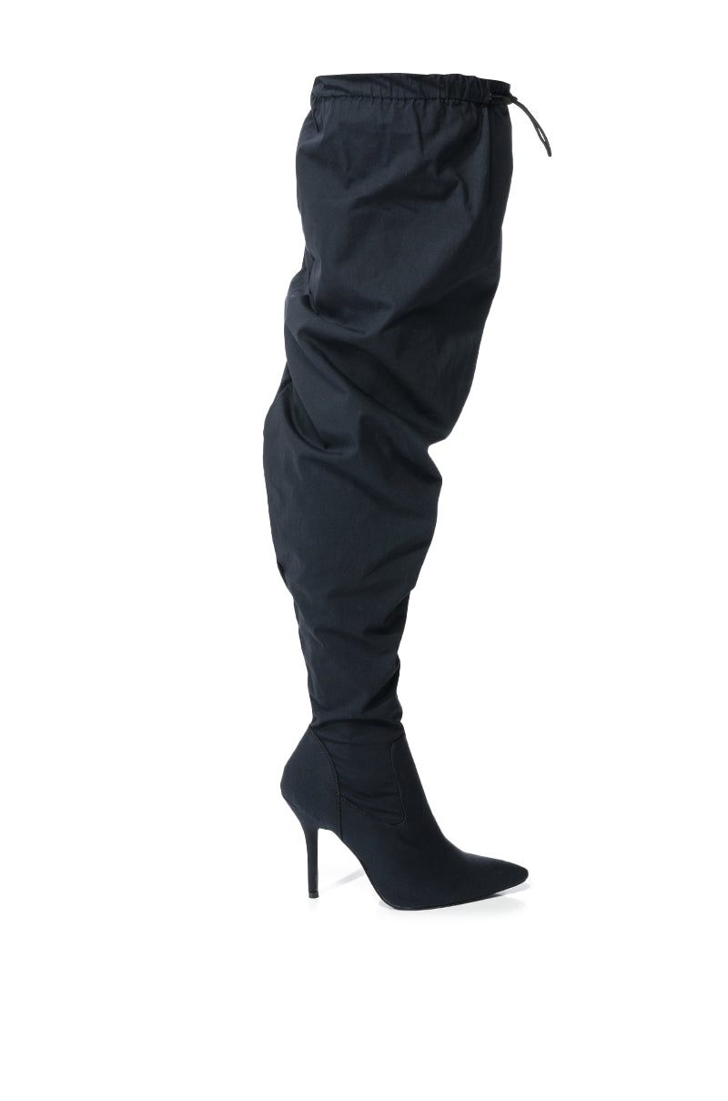 AZALEA WANG MANTIS BAGGY THIGH HIGH BOOT IN BLACK