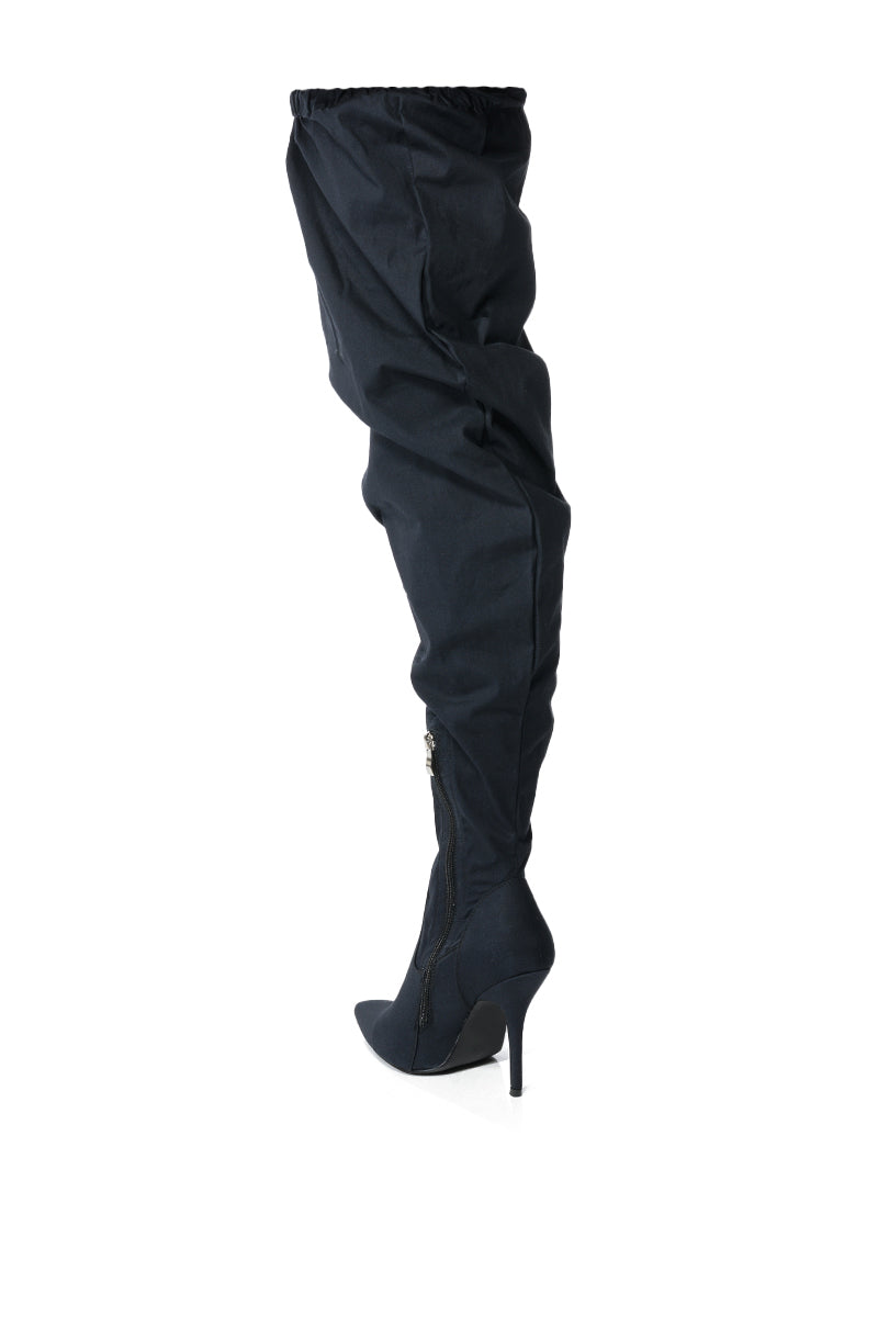 AZALEA WANG MANTIS BAGGY THIGH HIGH BOOT IN BLACK