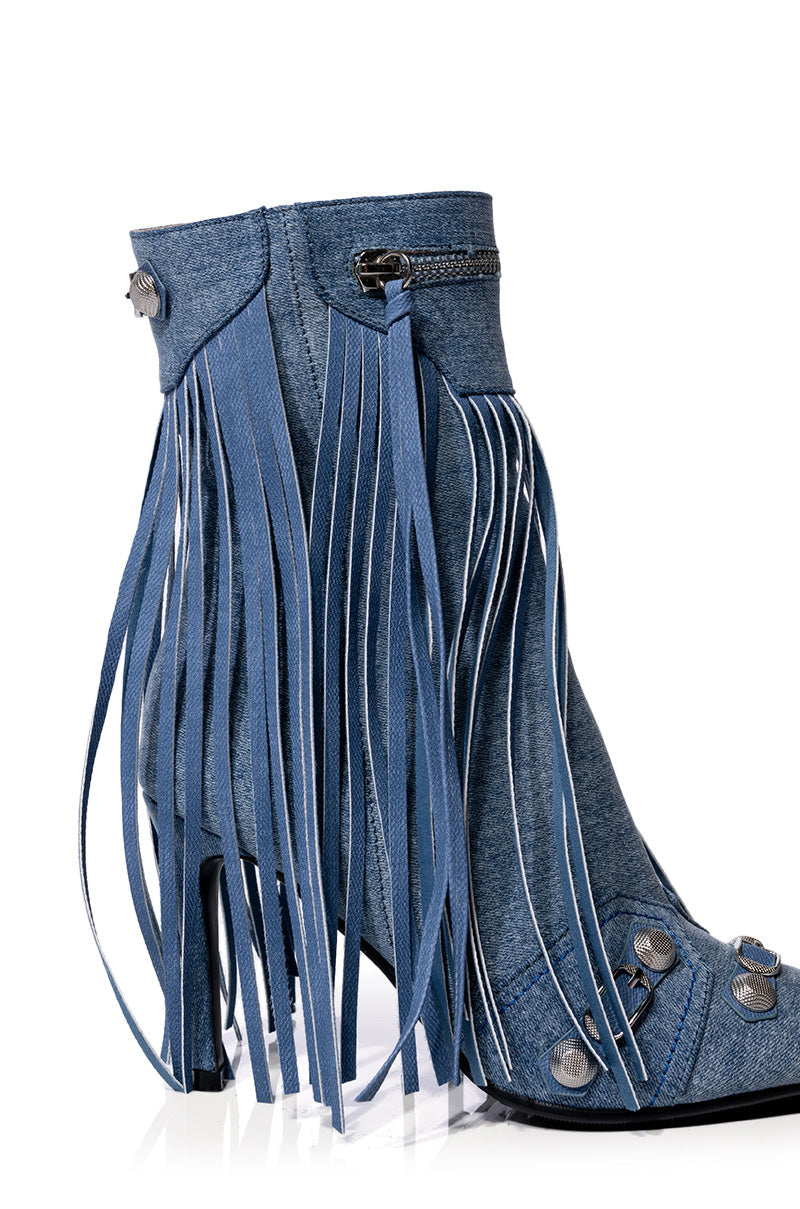 AZALEA WANG MARCELINA DENIM STILETTO BOOTIE