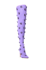 AZALEA WANG MARLOWE PURPLE EMBELLISHED FLOWER BOOT