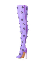 AZALEA WANG MARLOWE PURPLE EMBELLISHED FLOWER BOOT