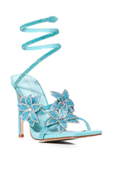 AZALEA WANG MCKAY BLUE FLOWER EMBLLISHED COIL SANDAL