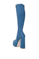 AZALEA WANG MAXINE DENIM CHUNKY BOOT