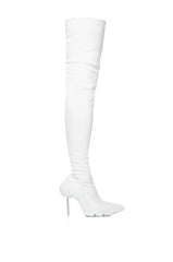 AZALEA WANG MCARTNEY STRETCH WHITE STILETTO BOOT