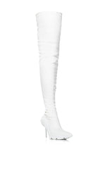 AZALEA WANG MCARTNEY STRETCH WHITE STILETTO BOOT