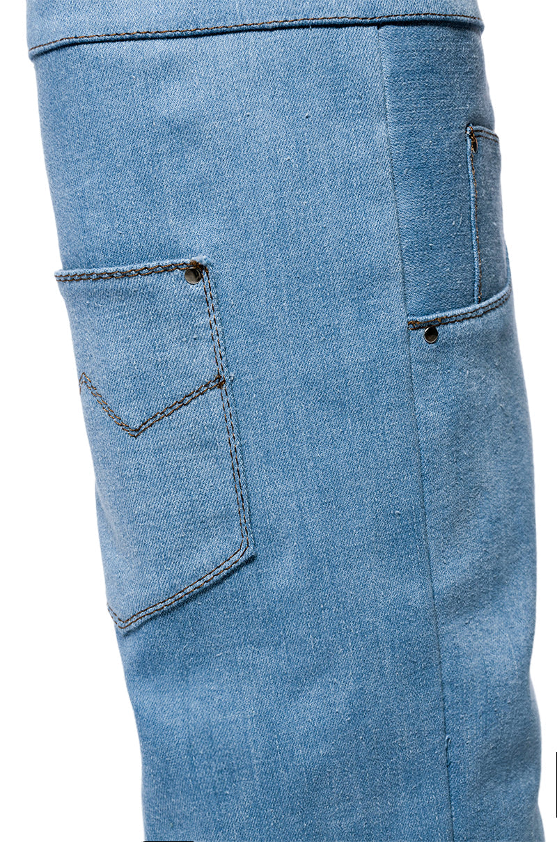 AZALEA WANG MELINA WEDGE BOOT IN DENIM