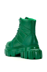AZALEA WANG MERCEDES PUFFER FLATFORM BOOT IN GREEN