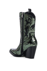 AZALEA WANG MERRIL SEQUIN WESTERN BOOTIE IN BLACK