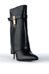 AZALEA WANG MINE FOLD OVER STILETTO BOOTIE IN BLACK