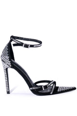 AZALEA WANG MIRIN EMBELLISHED CHUNKY STRAP SANDAL IN BLACK