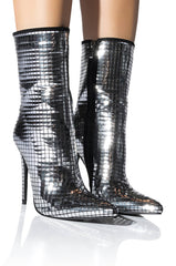 AZALEA WANG MONTROSE SILVER BOOTIE IN STILETTO