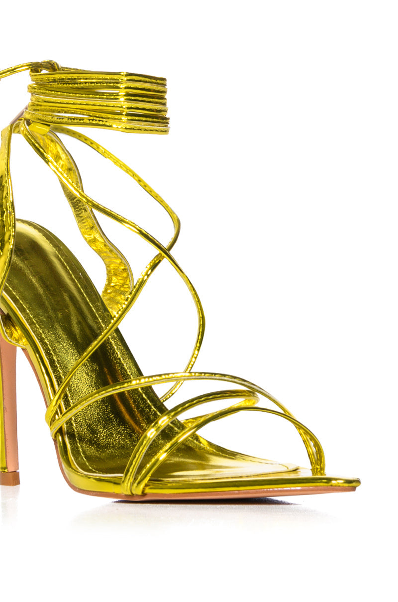 AZALEA WANG NITIKA YELLOW STRAPPY TIE UP POINTED TOE STILETTO