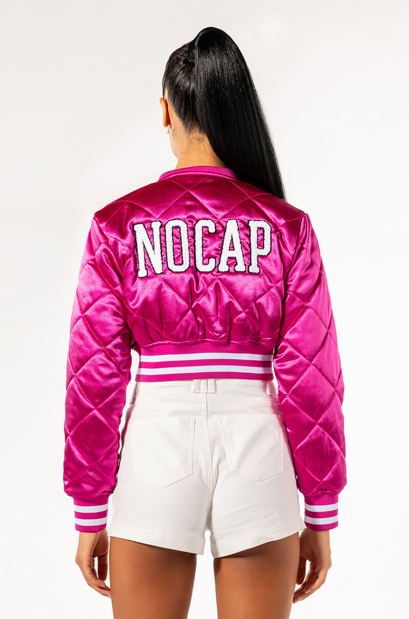 NO CAP CROPPED SATIN BOMBER