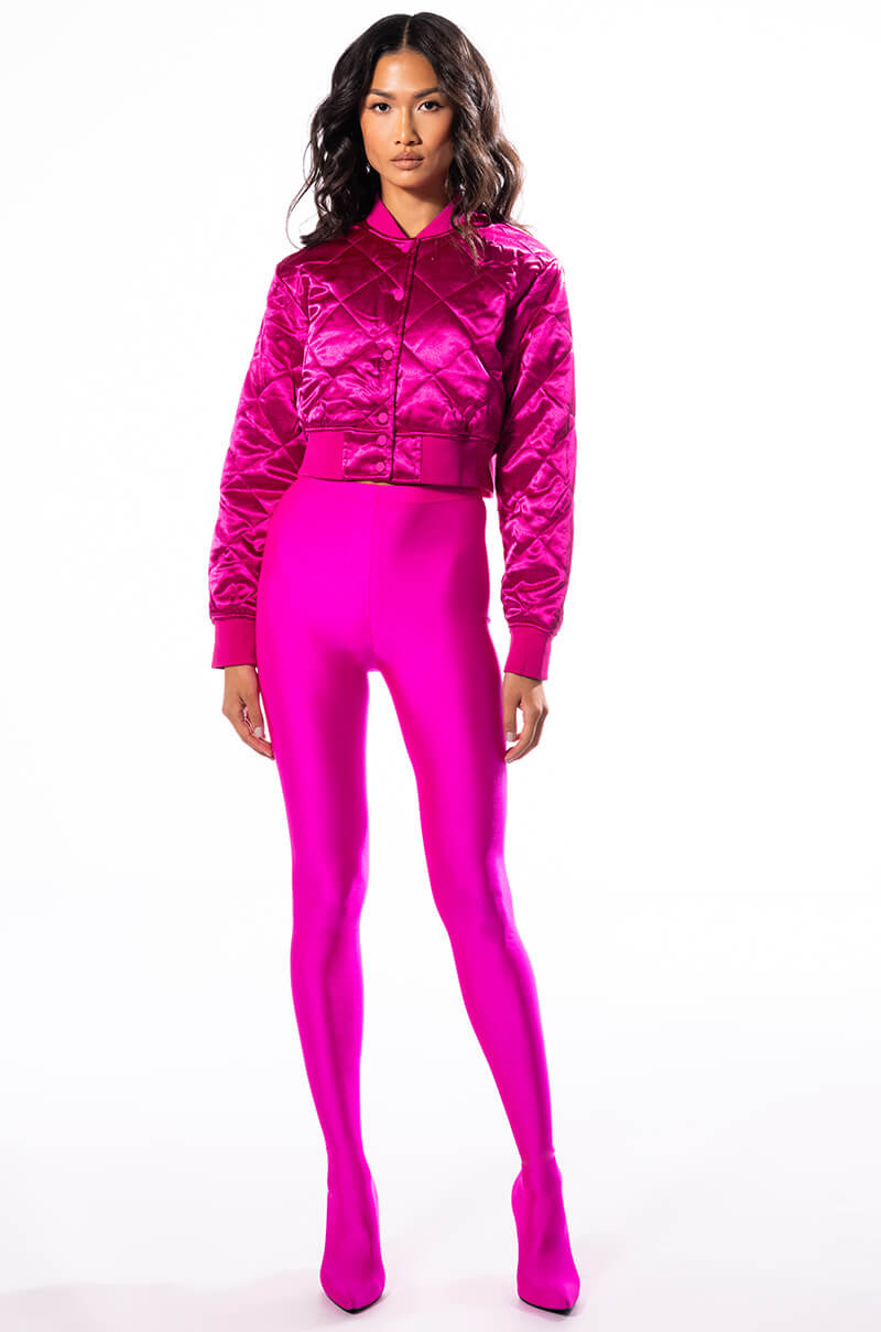 NO CAP CROPPED SATIN BOMBER