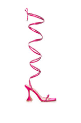 AZALEA WANG SOPHIE LACE UP SANDAL IN PINK