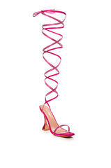 AZALEA WANG SOPHIE LACE UP SANDAL IN PINK